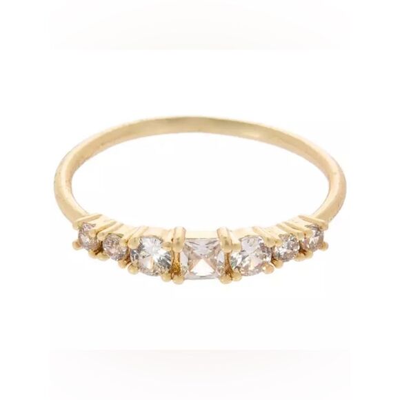 eliza & jane Jewelry - Gold Cubic Stone Half-Set Stackable Ring